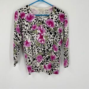 Joseph A Women’s Button Front Animal Print and Floral Cardigan size S